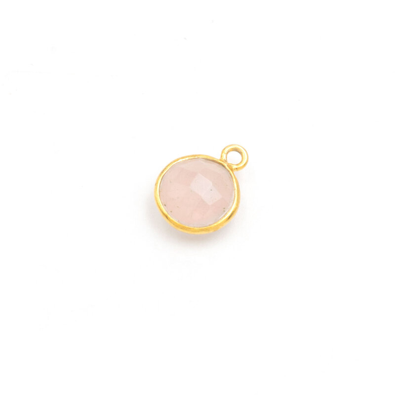 Anhänger aus 925 Silber mit facettiertem Rosenquarz in goldfarben