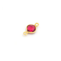 Verbinder als Raute aus 925S mit rotem Quarz 13x8mm in...