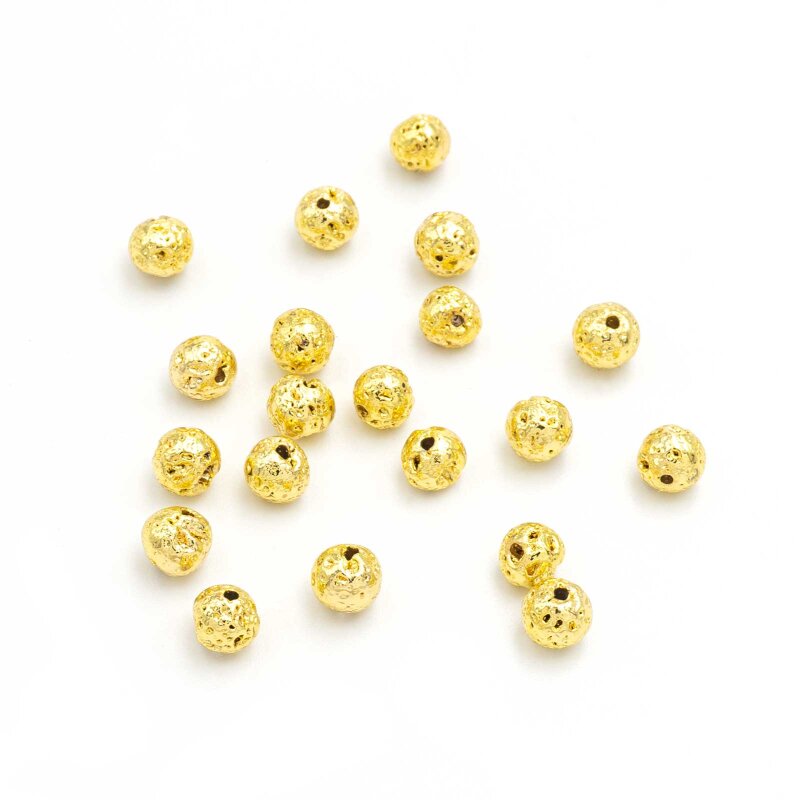 Lavasteinperlen in goldfarben beschichtet 4 mm 20 Stück