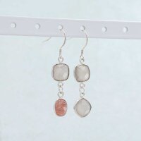Verbinder aus 925 Silber mit facettiertem Mondstein in grau