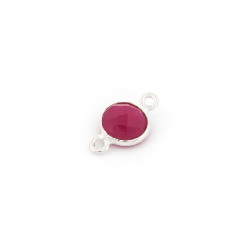 Verbinder aus 925S mit Quarz in Fuchsia 13x7mm