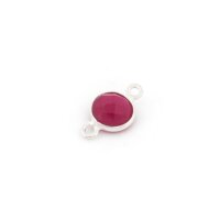 Verbinder aus 925S mit Quarz in Fuchsia 13x7mm