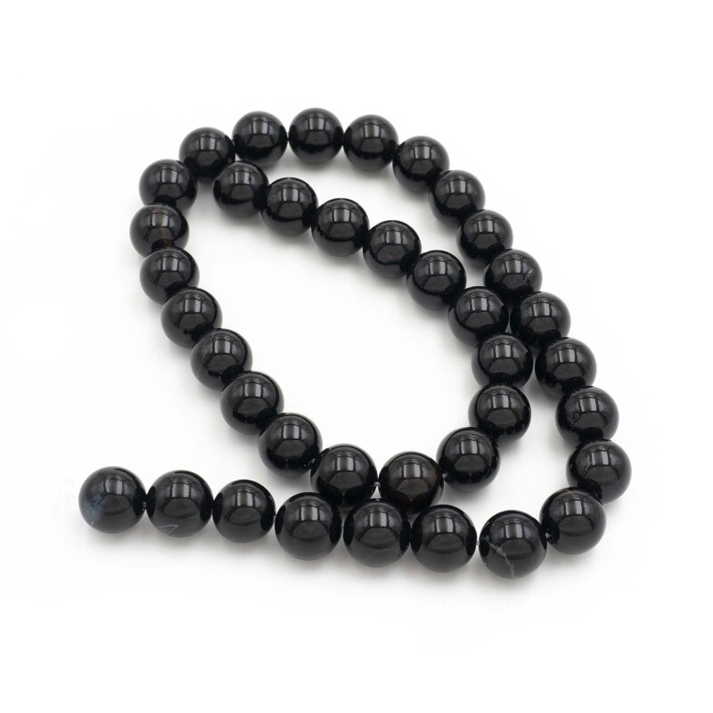 glänzende Onyx Perlen in schwarz 10mm 1 Strang ca. 38 Stück