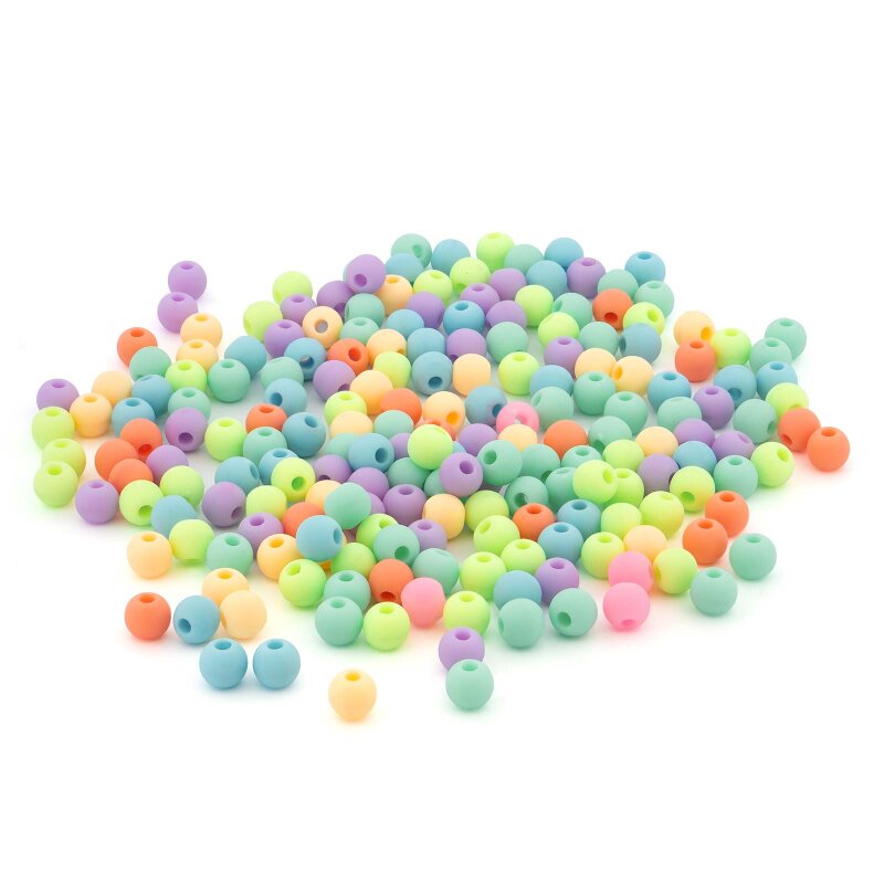 Acrylperlen matt Farbmix 6 mm bunte Bastelperlen 200 Stück