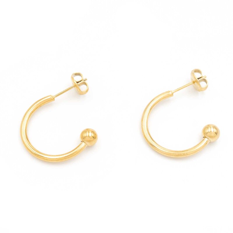 Halbcreolen 20 mm aus 304 Edelstahl mit 14K Goldbeschichtung, 2 Stück