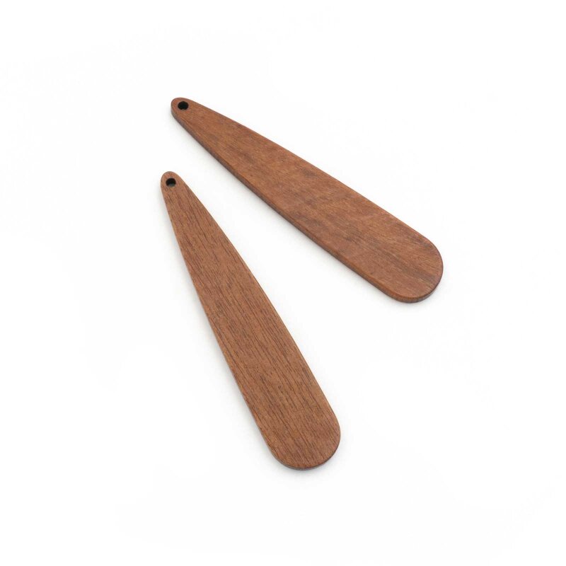 tränenförmiger Anhänger aus Walnussholz 52x11mm 2 Stück