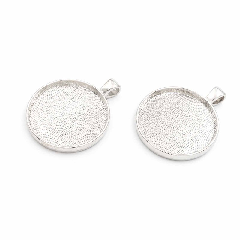 Fassungen für 30mm Cabochons in platinfarben 2 Stück