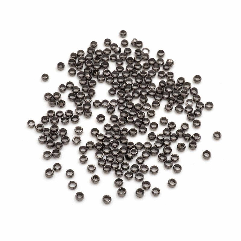 Quetschperlen aus Messing in Gunmetal 2,5x1,5mm, 5 Gramm