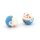 Porzellanperlen als Glückskatze in blauweiß 13mm 2 Stück