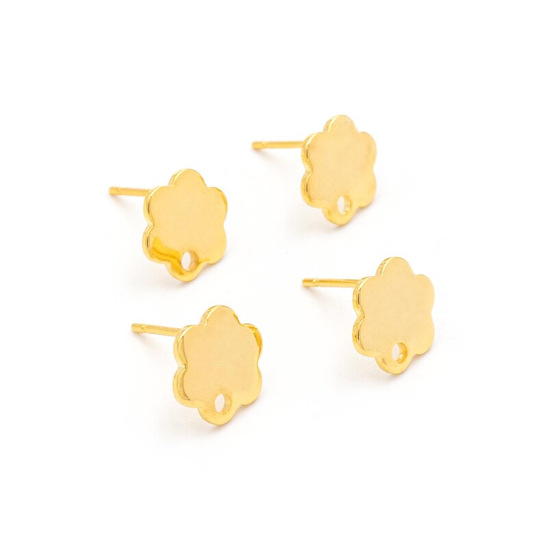 Ohrstecker als Blume aus Edelstahl in goldfarben 4 Stück