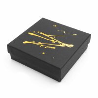 Geschenkbox in Schwarz mit goldenem Muster 9 x 9cm