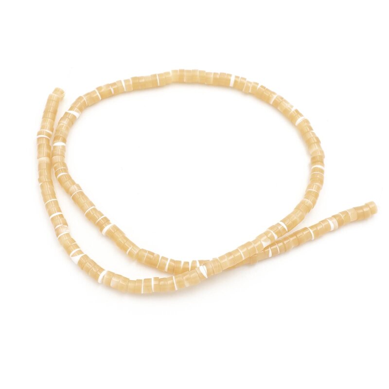 Heishi Perlen aus Muscheln in beige und weiß 4x2mm 1 Strang