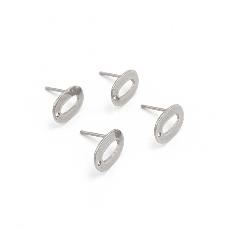Ohrstecker oval aus Edelstahl in platinfarben 4 Stück