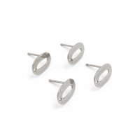 Ohrstecker oval aus Edelstahl in platinfarben 4 Stück