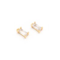 Anhänger Rechteck mit klarem Schmuckstein 8x4mm 2...