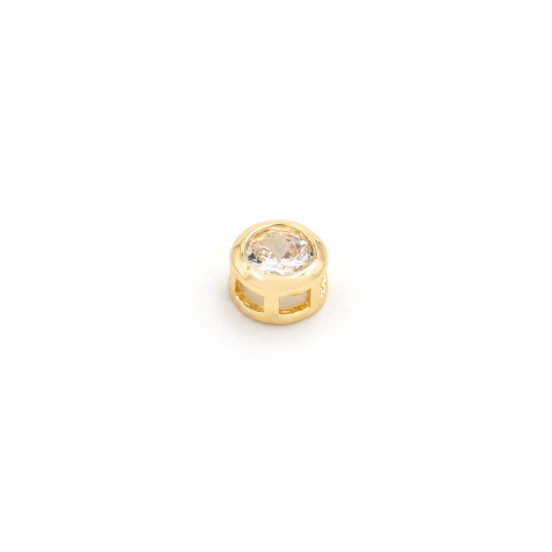 Schiebeperle Messing 18K vergoldet mit klarem Zirkonia 6x4mm