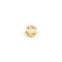 Schiebeperle Messing 18K vergoldet mit klarem Zirkonia 6x4mm