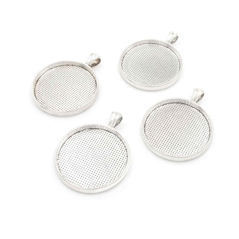 Fassungen für 30mm Cabochons in antik silberfarben 4 Stück