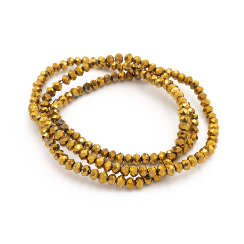 Glasschliffperlen als Rondelle in Goldfarben 3 x 2mm 1 Strang