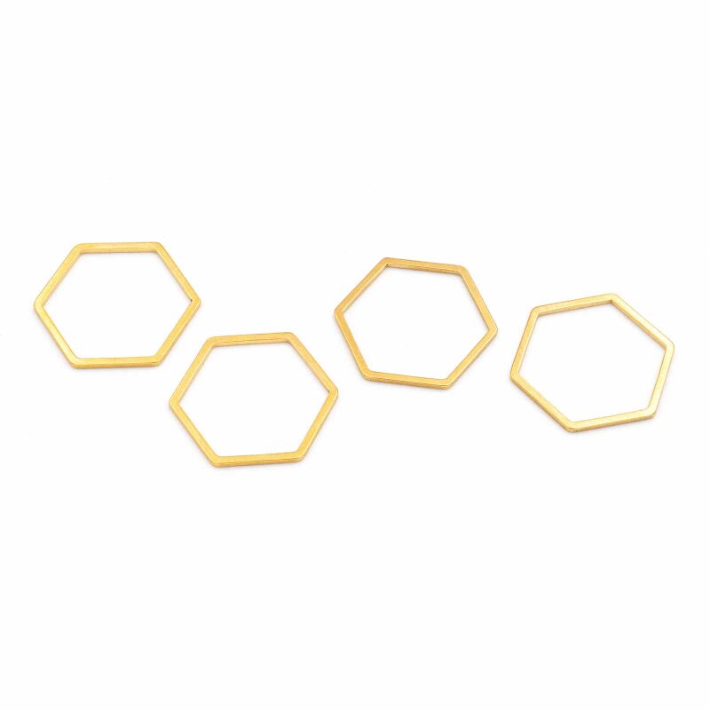 schlichte Verbinder als Honigwabe 16 x 18 mm in goldfarben aus 304 Edelstahl 4 Stück
