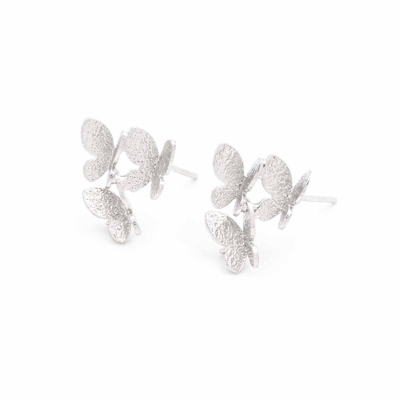 Messing Ohrstecker als Schmetterling mit 925er Silber Pin 2 Stück