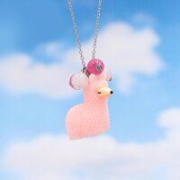 Anhänger als Alpaca aus Resin in rosa 24x26mm
