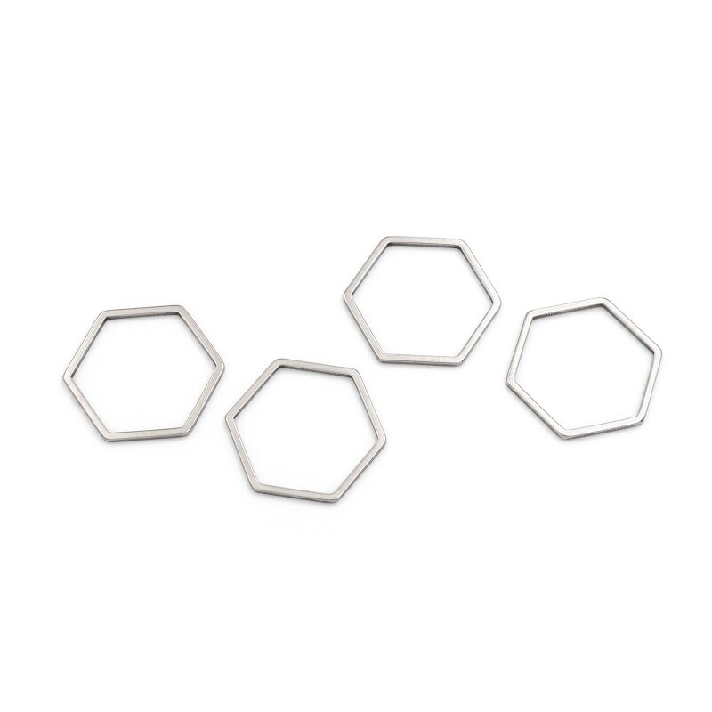 schlichte Verbinder als Honigwabe 16 x 18 mm in platinfarben aus 304 Edelstahl 4 Stück