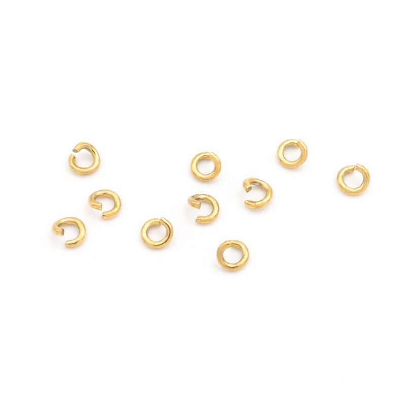 offene Biegeringe aus Edelstahl 3,5 mm in goldfarben Ionenplattiert, 10 Stück
