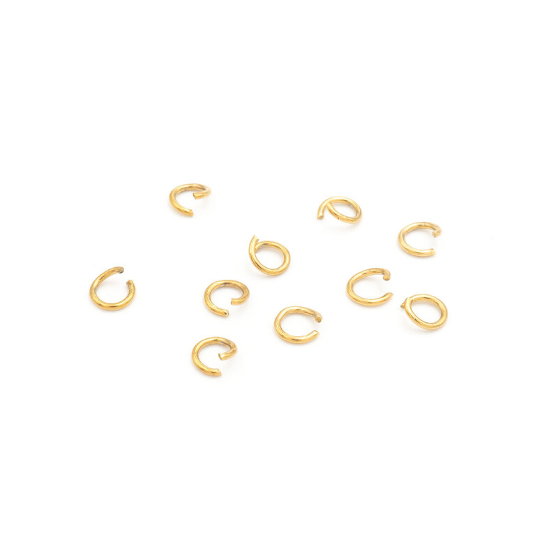 offene Biegeringe aus Edelstahl 5 mm in goldfarben Ionenplattiert, 10 Stück