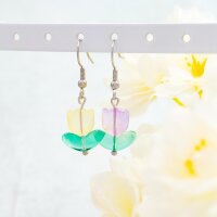 flache Lampworkperlen als Blüte in gelb 9mm 6...