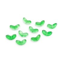flache Lampworkperlen als Blatt in grasgrün 14mm 10...