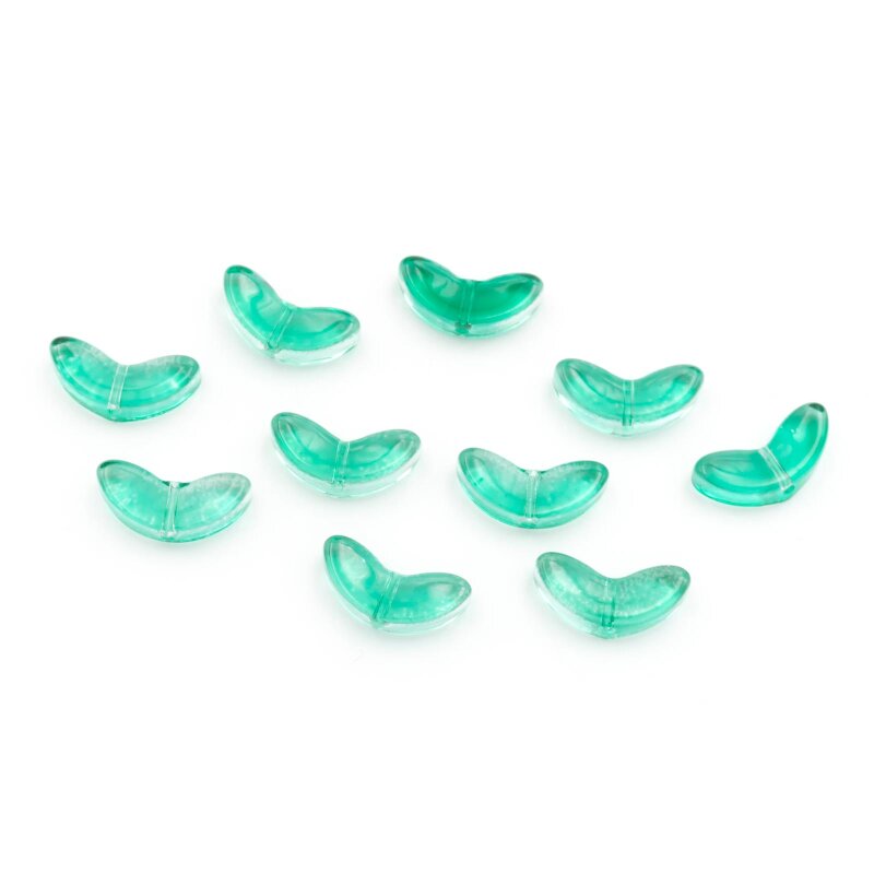 flache Lampworkperlen als Blatt in seegrün 14mm 10 Stück