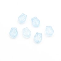 flache Lampworkperlen als Tulpe in himmelblau 10mm 6...
