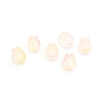 flache Lampworkperlen als Tulpe in gelb und rosa 10mm 6...