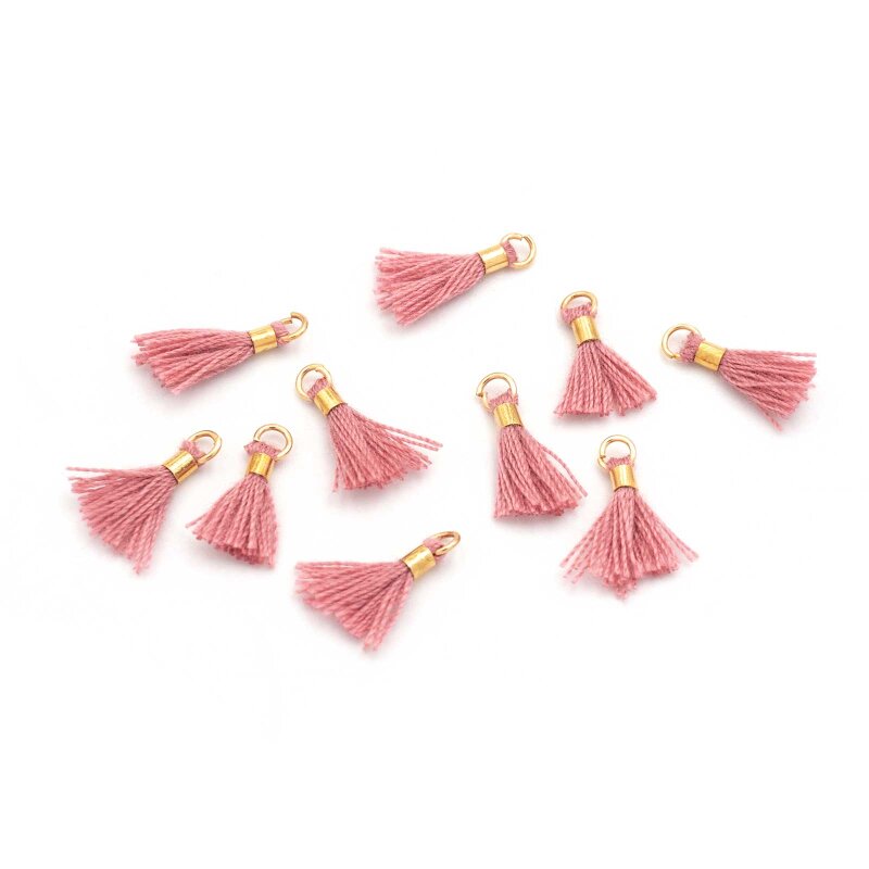 Quasten in rosa mit goldfarbener Beschichtung 10er Set