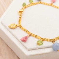 Quasten in rosa mit goldfarbener Beschichtung 10er Set