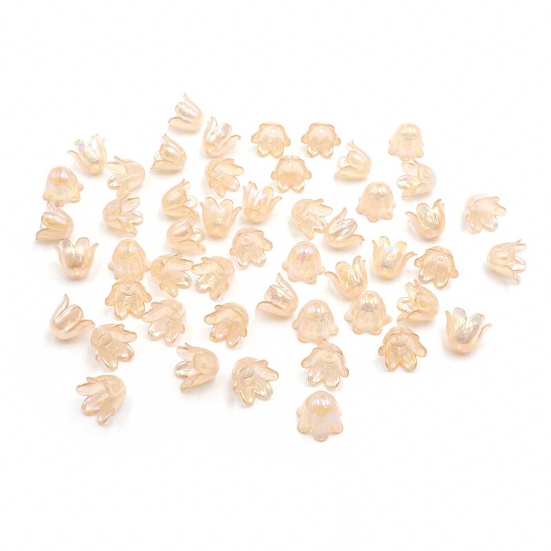 glasierte Acrylperlen als Blüte in beige 50 Stück