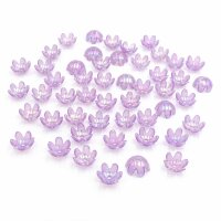 Perlkappen als Blüte aus Acryl in Violett 50 Stück