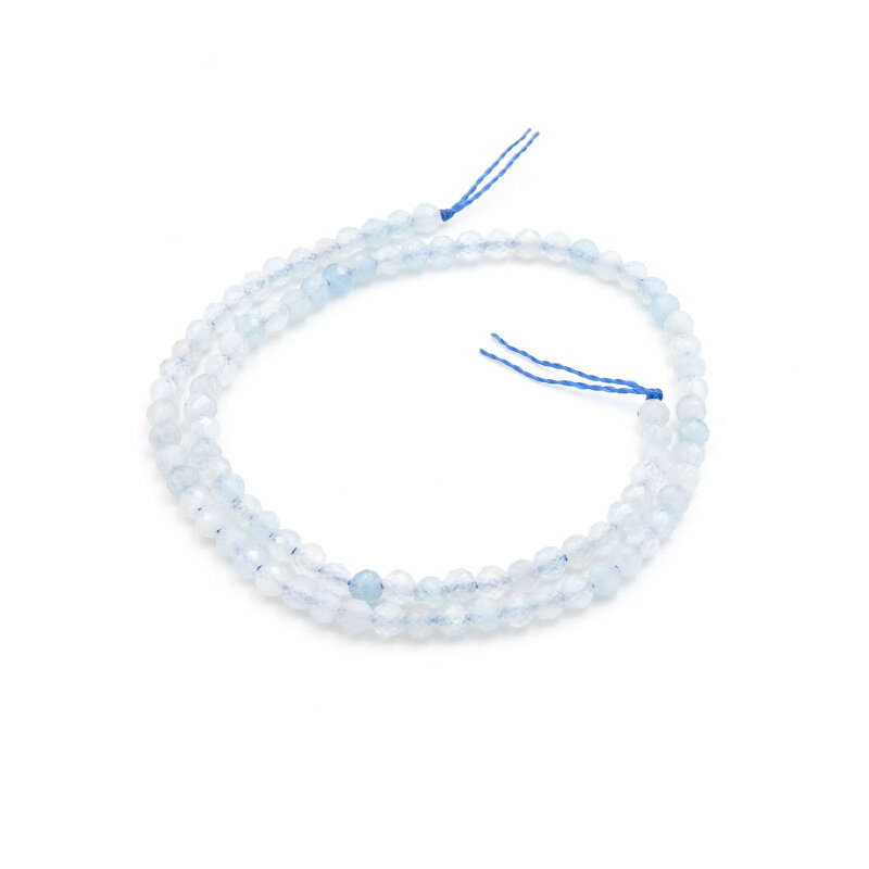 facettierte Perlen aus Aquamarin 2,5mm, 1 Strang mit ca. 80 Perlen