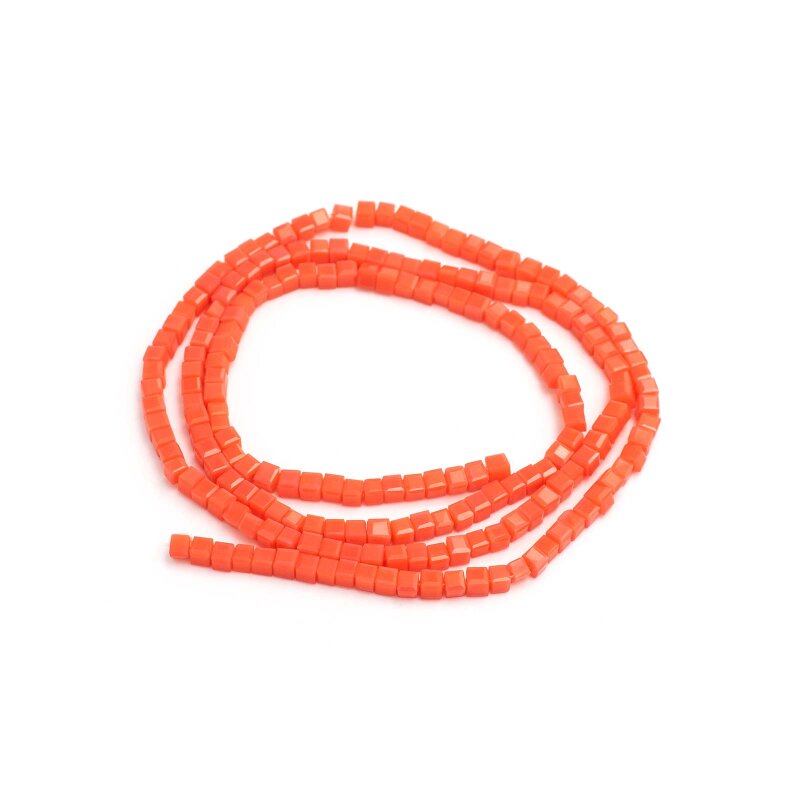 Glasschliffperlen als Würfel in Koralle 2,5 mm 1 Strang ca. 200 Stück