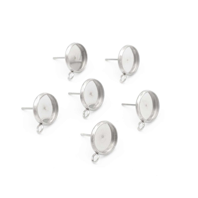 Ohrstecker aus Edelstahl mit Aufhängung für 10 mm Cabochons 6 Stück