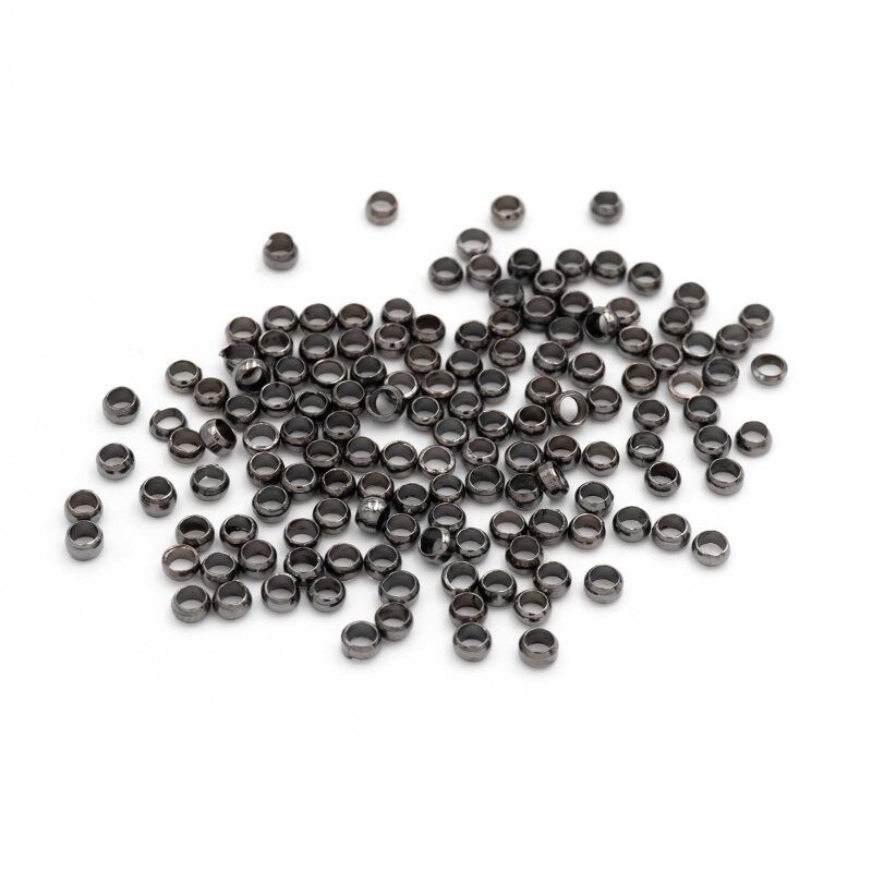Quetschperlen aus Messing in Gunmetal 3x2 mm, 5 Gramm ca. 140 Stück