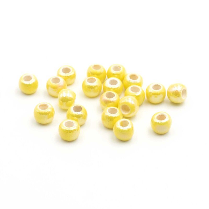 Handgemachte Porzellanperlen in gelb glasiert 7x6 mm 20 Stück