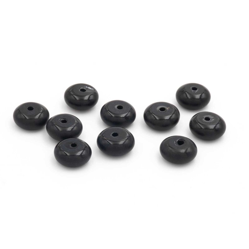 Rondelle aus Schwarzem Achat mit gefrostetem Rand 4x8  mm 10 Stück