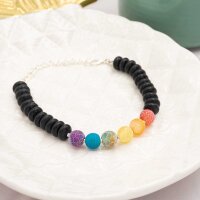 Rondelle aus Schwarzem Achat mit gefrostetem Rand 4x8  mm...