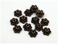 30 Perlkappen in vintage Bronze, 6 mm