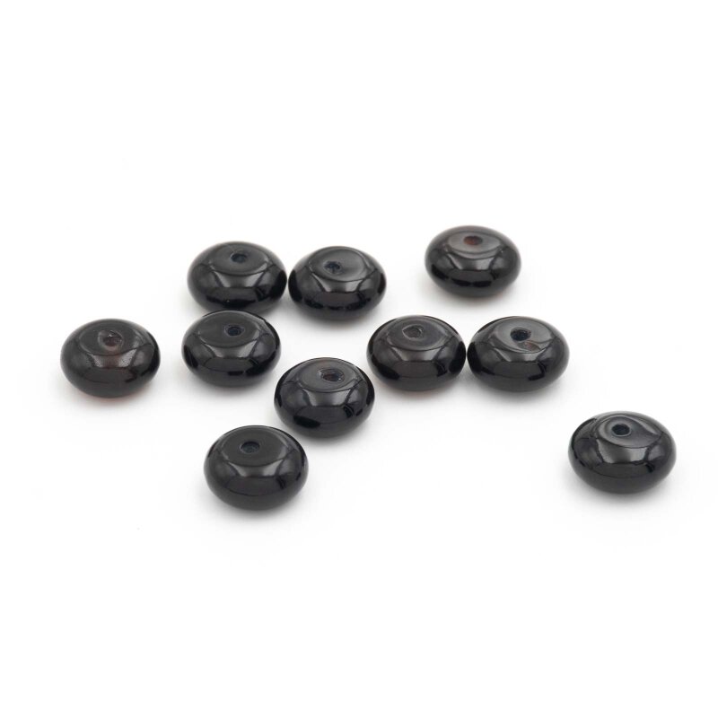 Perlen als Rondelle aus Schwarzem Achat 4x8  mm 10 Stück