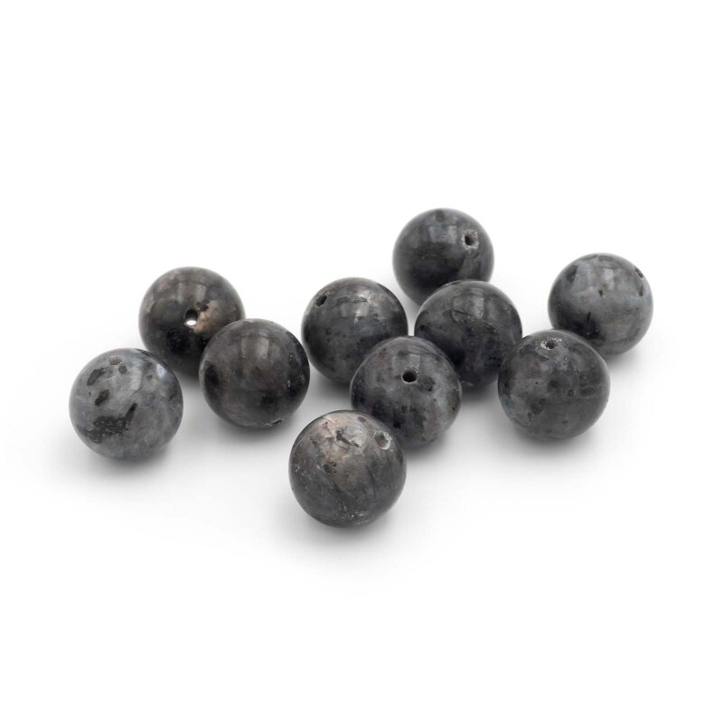 Perlen aus schwarzem Labradorit 12 mm 10 Stück