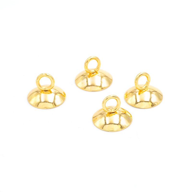 Aufhängung 10 mm für Hohlperlen Edelstahl 18K Goldbeschichtung 4 Stück