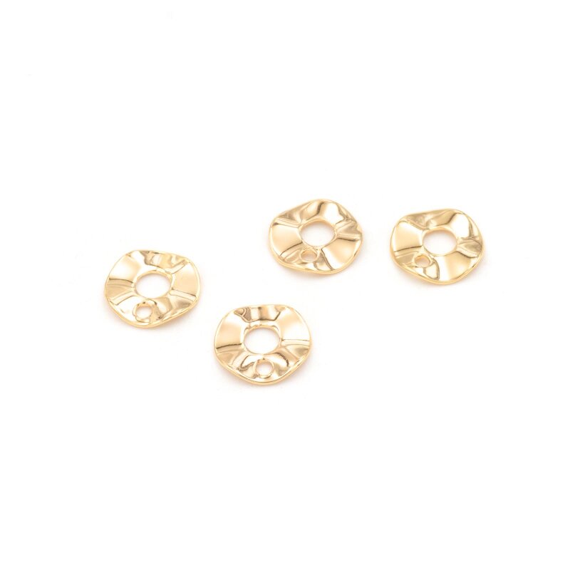 Messing Anhänger in Donutform gewellt mit 18K Goldbeschichtung 9x1 mm 4 Stück